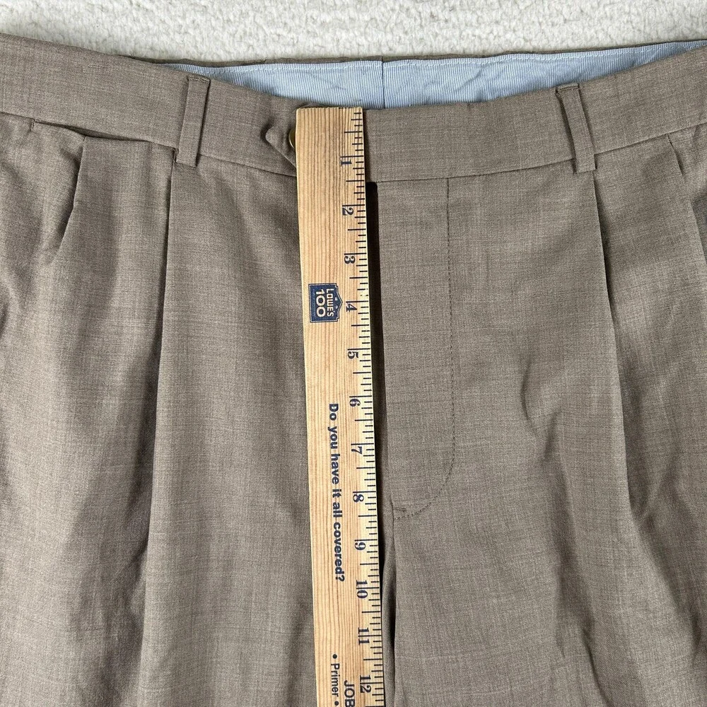 Brooks Brothers Pants Mens 35x29 Brown Madison Wool Pleated Cuffed Dress Slacks